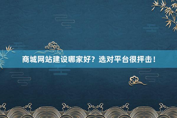 商城网站建设哪家好？选对平台很抨击！