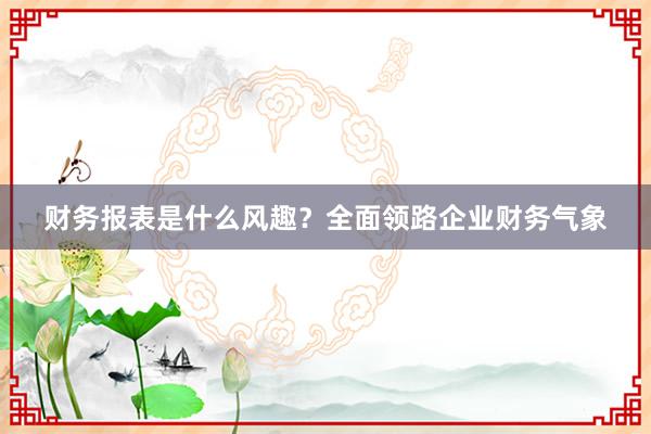 财务报表是什么风趣？全面领路企业财务气象