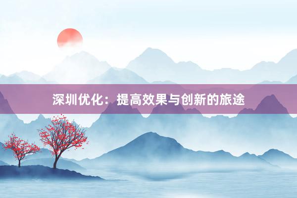 深圳优化：提高效果与创新的旅途
